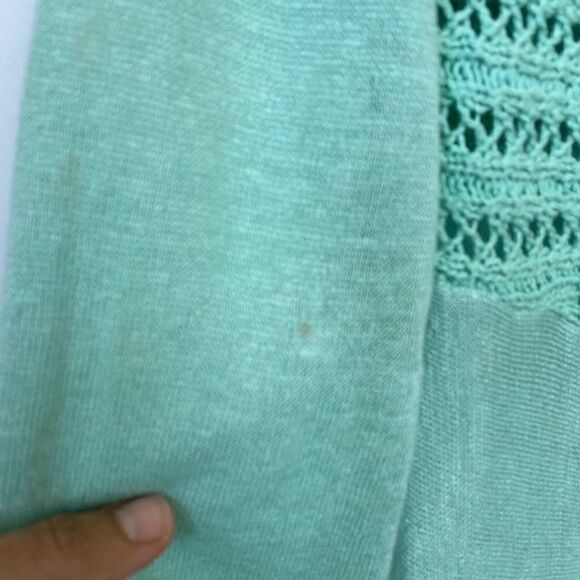 Anthro Crochet Mint Long Sleeves Open Front Cardigan - Picture 7 of 9
